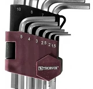 фото Набор имбусовых ключей Thorvik HKSB10S, 10 предм., черный/бордовый