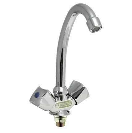 Фото №0 Дисма Смеситель для кухни"Juguni" двуручный, с гибкой подводкой, крепление-гайка 0402.643