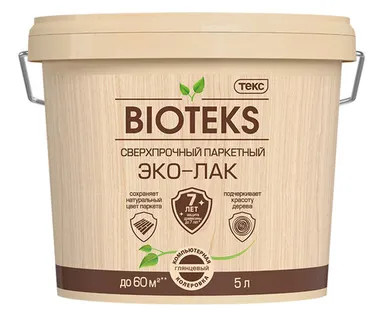 фото Лак паркетный сверхпрочный Bioteks Эко-лак, глянцевый, 5 л