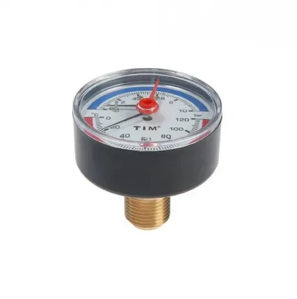 Фото №0 Термоманометр аксиальный 10 бар TIM 1/2" н.р., Ø корпуса=63 мм, t=0...120°С