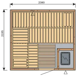 Фото №1 Сауна Harvia Variant S2522 (2380х2195 мм, без печи, интерьер Formula из ольхи)