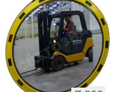 фото Зеркало дорожное круглое с желто-черной разметкой, индустриальное,D 800 мм