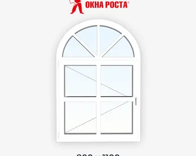 фото Арочное пластиковое окно №8, 1100X800, с разделителем