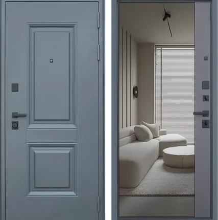 Фото №0 Входная дверь Ювентус муар серый-зеркало Графит АСД