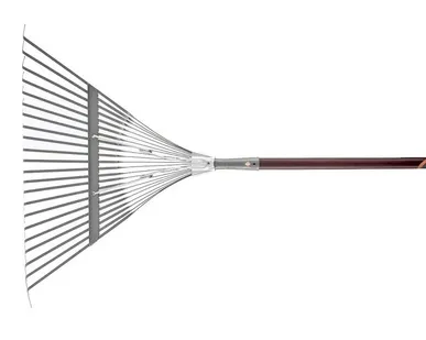 фото Веерные грабли с деревянным черенком, стальные усилинные, покрытые эпоксидо