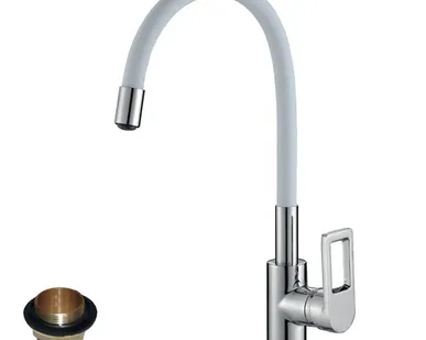 фото Смеситель для кухни Rossinka гибкий излив Z35-35U белый