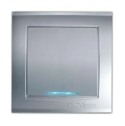 Фото №0 UNIVersal Выключатель 1-кл. СП Бриллиант 10А IP20 с подсветкой серебр.7949643 UNIVersal