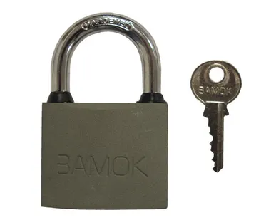 фото Замок навесной чугун, полимерное покрытие, 3 ключа, цил.мех-м, автомат, 38х47х14мм,дужка 5мм, (шт.)