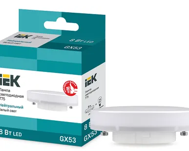 фото IEK Лампа светодиод. 8/4000/GX53/T75 таблетка IEK