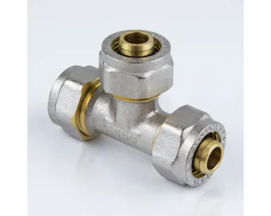 фото Тройник цанговый 16*16*16мм латунь никель Aquasfera 7011-01