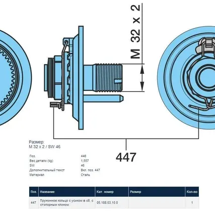 Фото №0 Осевой болт со стопорной зубчатой шайбой BPW M32x2  SW 46 ECOPlus 2 09.001.37.03.0