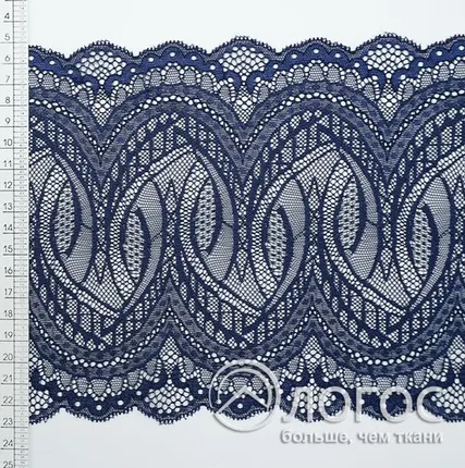 Фото №0 Кружево стрейч гипюр арт. 65007, т.синий