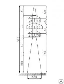 Фото №0 Анкерно-угловая опора ЛЭП -35 кВ 1У35-2Т+10