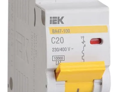 фото Выключатель автоматический модульный 1п C 20А 10кА ВА47-100 IEK MVA40-1-020-C