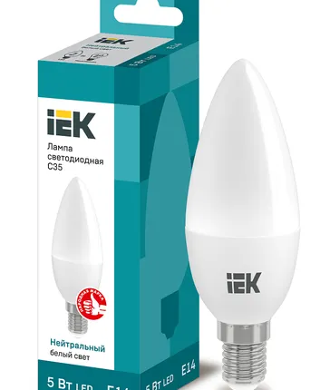 Фото №0 IEK Лампа светодиод. 5/4000/E27/СВ35 свеча на ветру IEK