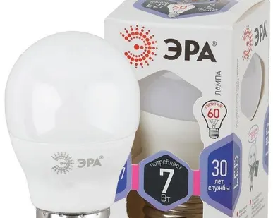 фото Лампа светодиодная P45-7W-860-E27 шар 560лм ЭРА Б0031402