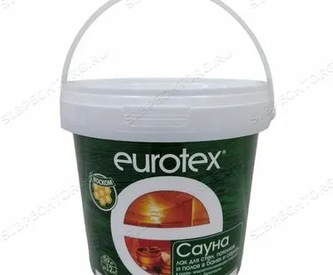 фото Лак защитный для дерева «Eurotex-Сауна» 0,9 кг