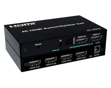 фото HDMI v2.0 4K переключатель-разветвитель 2 входа 4 выхода (Switch 2x4)