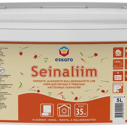 Фото №0 Готовый клей для тяж. обоев "Eskaro Seinaliim" 5л