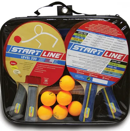 Фото №0 Набор START LINE: 4 Ракетки Level 200, 6 мячей Club Select,сетка