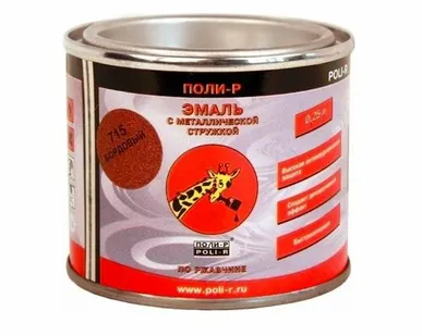 фото Эмаль Poli-R с металлической стружкой, голубая, 0,25 л
