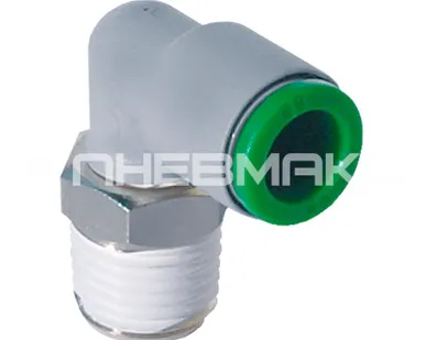 фото T22C1038 - Фитинг цанговый угловой поворотный из технополимера наруж. резьба R3/8" под трубку 10 мм