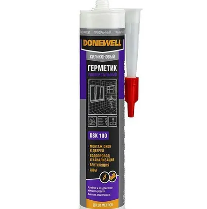 Фото №0 Герметик д/пистолета силиконовый DoneWell бесцветный универсальный 260мл