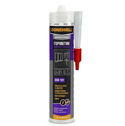 Фото №0 Герметик д/пистолета силиконовый DoneWell белый универсальный 260мл