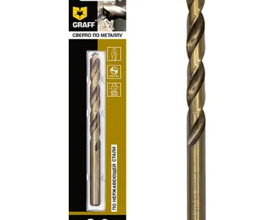 фото Сверло GRAFF Р6М5К5 по нержавеющей стали, 8.0мм