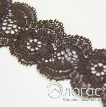 Фото №0 Кружево стрейч 30мм ASK-16, И, коричневый