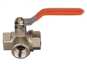 Фото №0 Россия Кран шаровый трехходовой TERMA-R 3/4" L-образный ручка, 30543