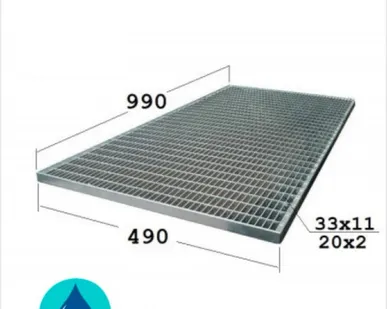 фото P 490х990 20/2 33х11 Zn придверная стальная грязезащитная решетка