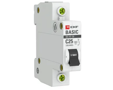 фото Выключатель автоматический модульный 1п C 25А 4.5кА ВА 47-29 Basic EKF mcb4729-1-25C