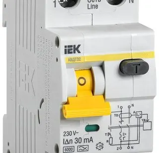 фото IEK Выключатель автоматический дифференциальный АВДТ-32 1п+Н 16А 30мА 2 мод 6Ка С IEK