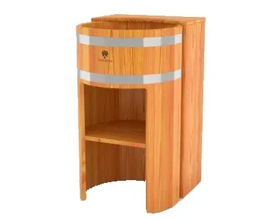 фото Умывальник-стойка BentWood из натуральной лиственницы прямая (D = 0,5 м H = 0,85 м)