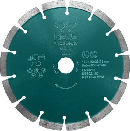 Фото №0 Диск алмазный KEOS Standart сегментный (бетон) 180мм/22,23 (DBS02.180)