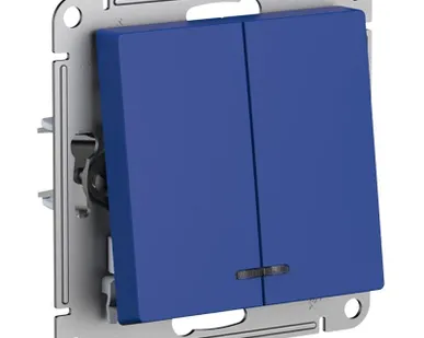 фото Выключатель 2-кл. AtlasDesign с подсветкой сх.5а 10AX механизм аквамарин SE ATN001153