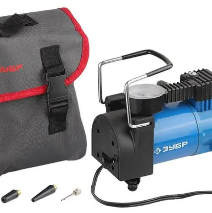 Фото №0 Компрессор Зубр Эксперт автомобильный, 10 атм, 3 насадки 61127