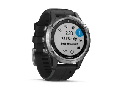 фото Часы Garmin Fenix 5 Plus серебристые с черным ремешком