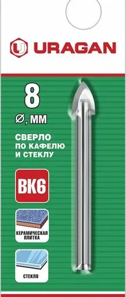 Фото №0 Сверло по кафелю, керамике, стеклу ф 8мм URAGAN