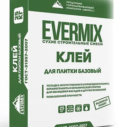 Фото №0 Клей для плитки базовый "EVERMIX" 25кг EVERMIX