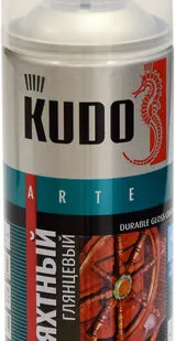фото Лак KUDO Лак аэрозольный яхтный KUDO глянцевый цвет золотой 520 мл