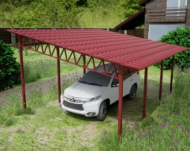 фото Односкатный навес №31 из металлочерепицы 4,9х6,3 м
