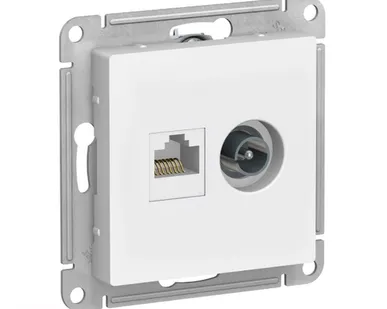 фото Schneider Electric Механизм розетки компьютерной TV 2-м AtlasDesign RJ45 кат.5E + TV бел. ATN000189 Schneider Electric