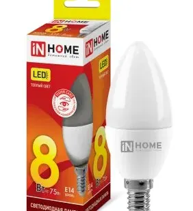 фото Лампа сд LED-СВЕЧА-VC 8Вт 230В Е14 3000К 720Лм IN HOME