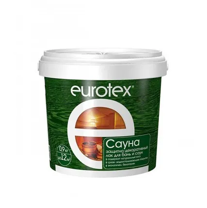 Фото №0 Лак защитный для дерева 0,9кг Eurotex-Сауна