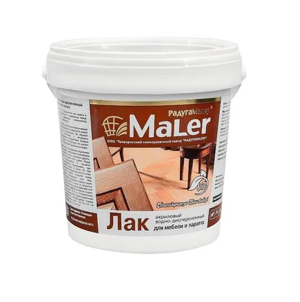 Фото №0 Лак акриловый РадугаMaler для мебели и паркета глянцевый 1 л.