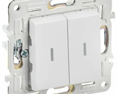 фото SKANDY Выключатель 2-клавишный с индикацией 10А SK-V09W арктический белый IEK