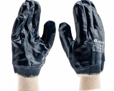 фото Перчатки Сибртех трикотажные с обливом из бутадиен-нитрильного каучука, манжет, L