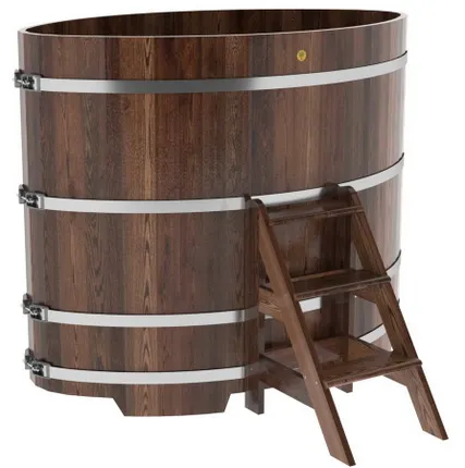 Фото №0 Купель для бани из лиственницы овальная 1,12х1,83 м (мореная, полимерное покрытие, H = 1,4 м)